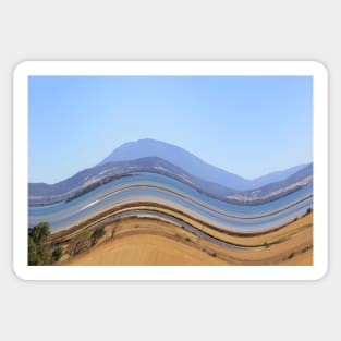 Distorted Tasmanian landscape Sticker